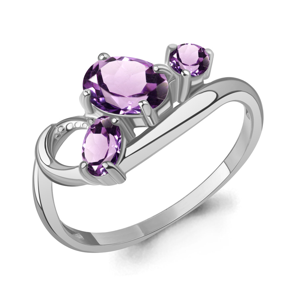 65009904 Кольцо из Серебра с аметистами