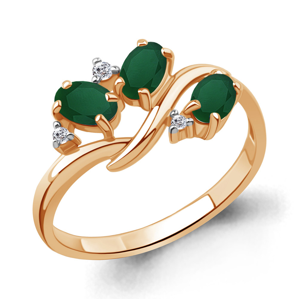 65010109 Кольцо из Золота с агатами, фианитами