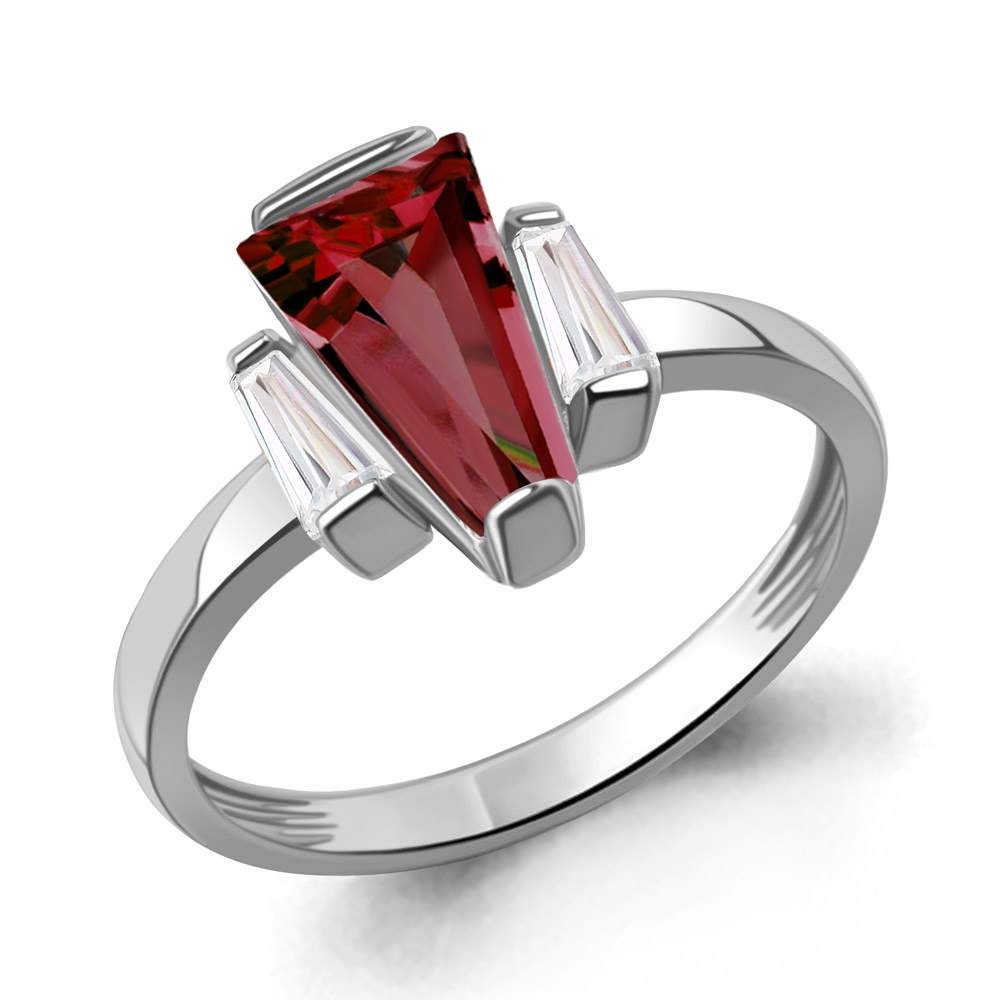 65011085 Кольцо из Серебра с наногранатом, фианитами