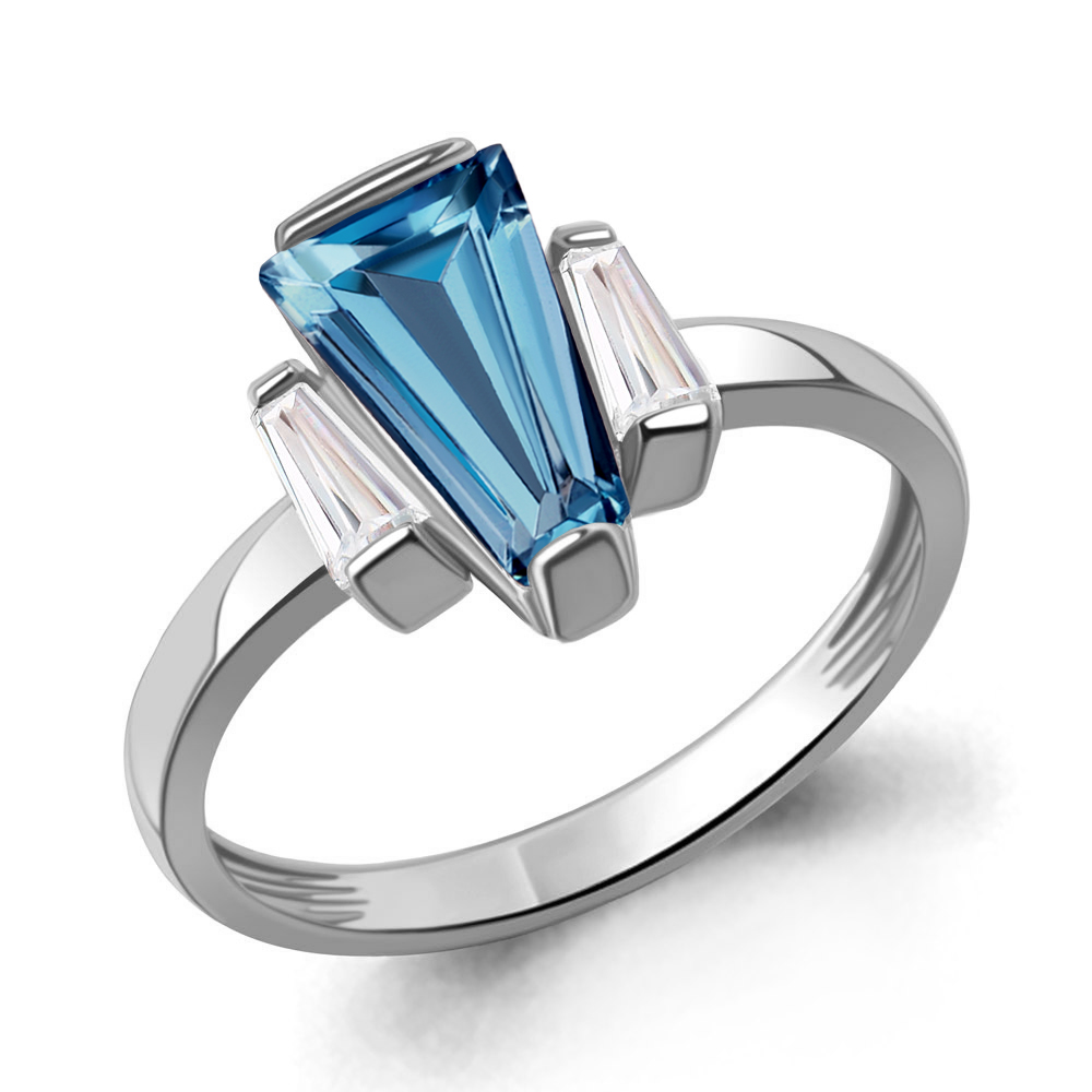 65011093 Кольцо из Серебра с нанотопазом лондон, фианитами