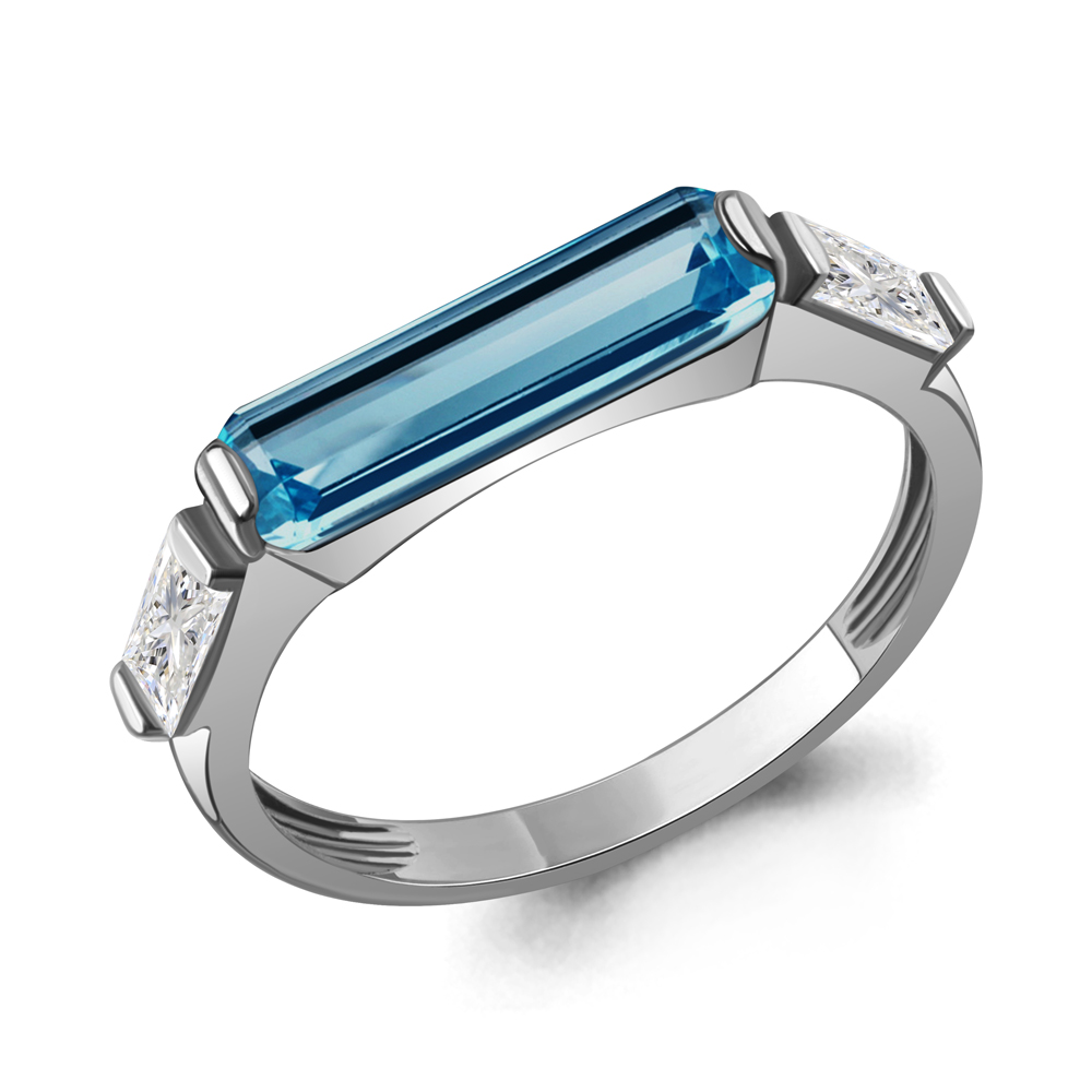 65011193 Кольцо из Серебра с нанотопазом лондон, фианитами