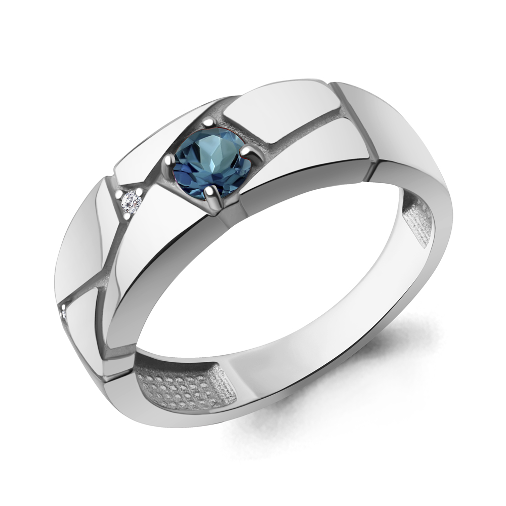 65013908А Кольцо из Серебра с топазом лондон блю, фианитами
