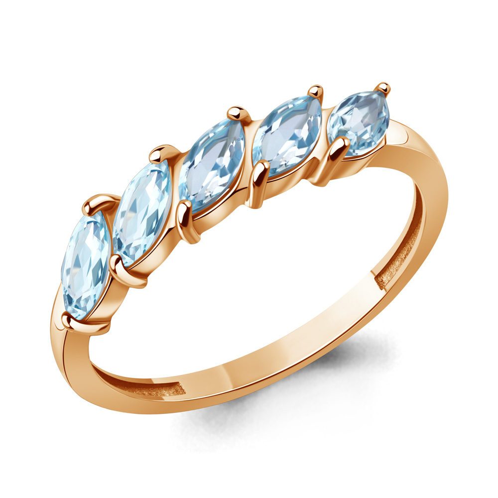 65015402 Кольцо из Золота с топазами скай блю