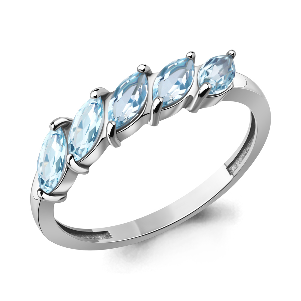 65015402 Кольцо из Серебра с топазами скай блю