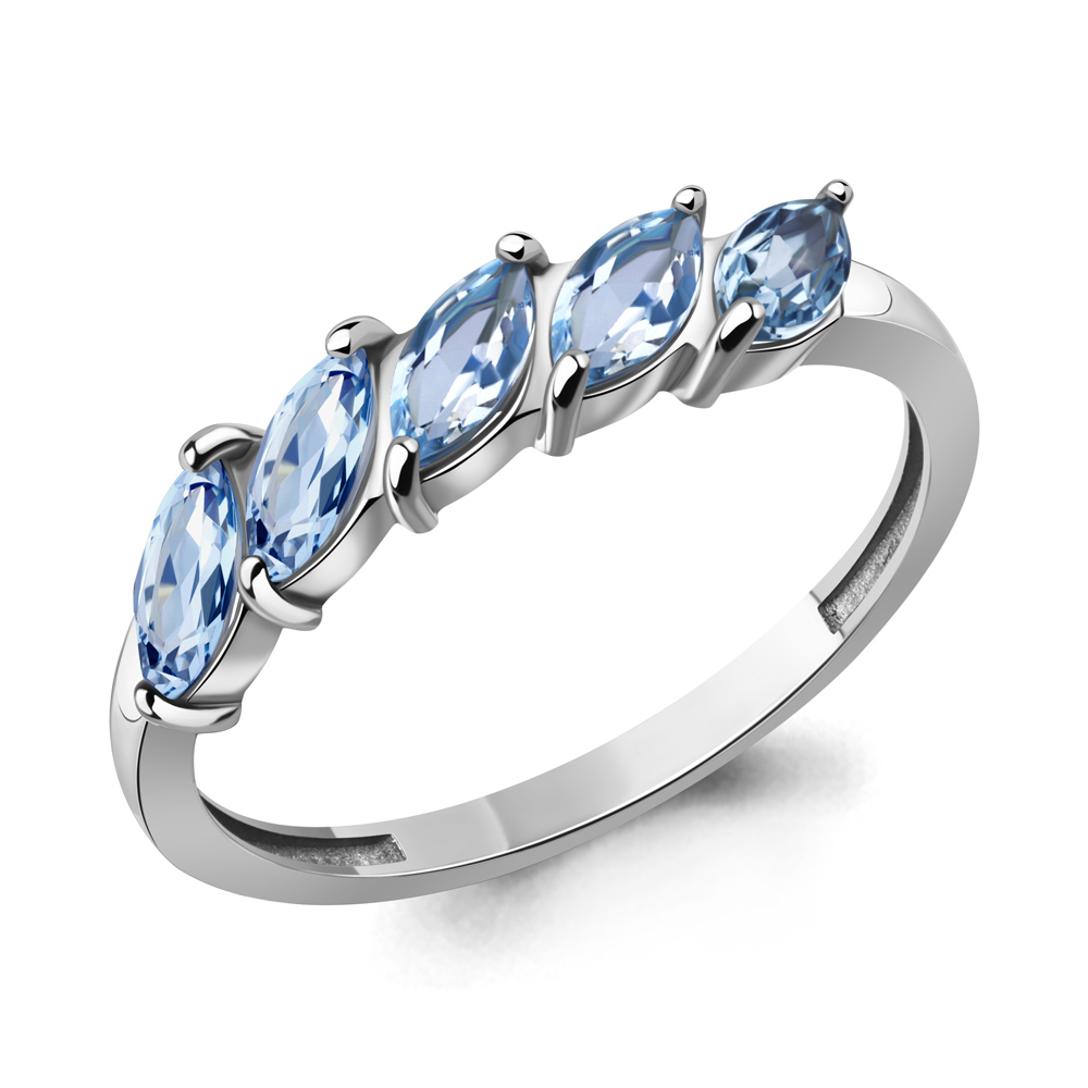 65015405 Кольцо из Серебра с топазами свисс блю