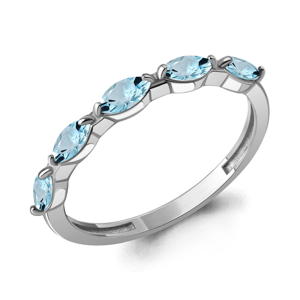 65015502 Кольцо из Серебра с топазами скай блю