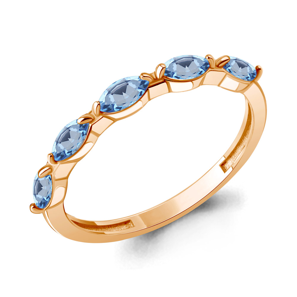 65015505 Кольцо из Золота с топазами свисс блю