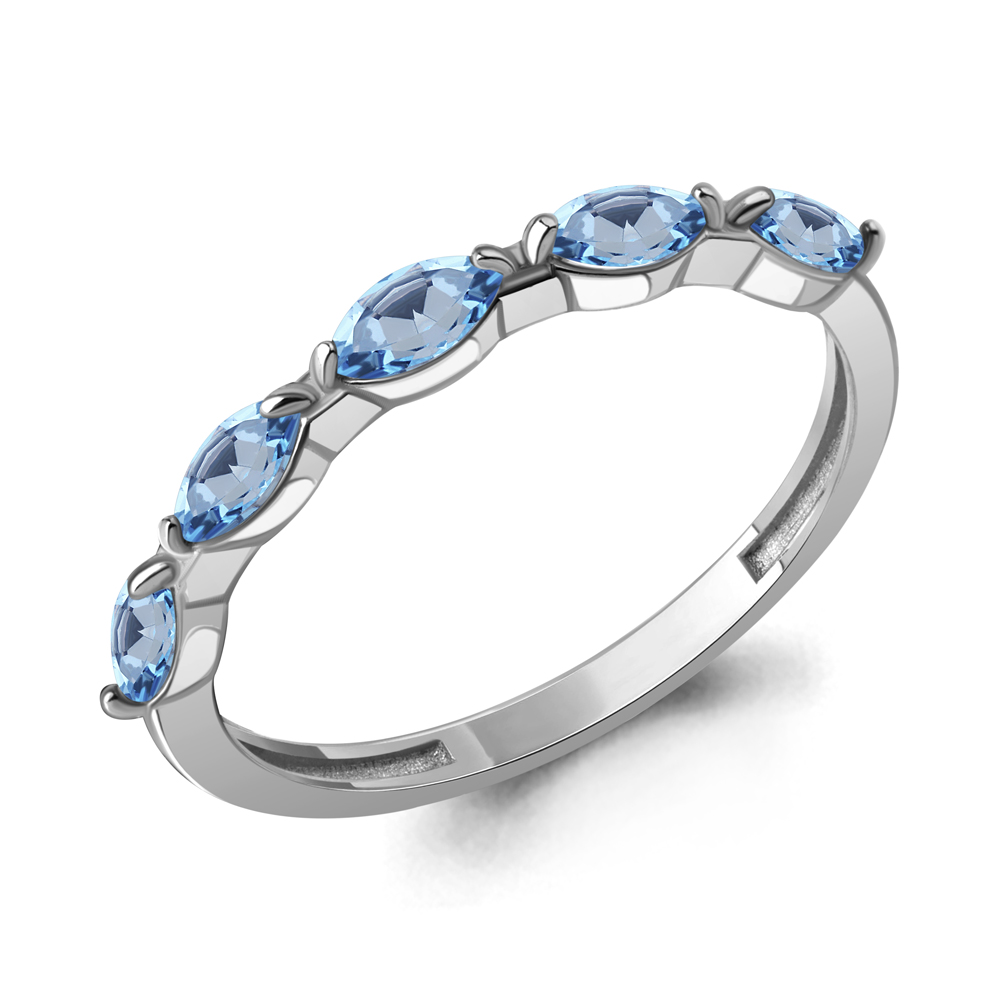 65015505 Кольцо из Серебра с топазами свисс блю