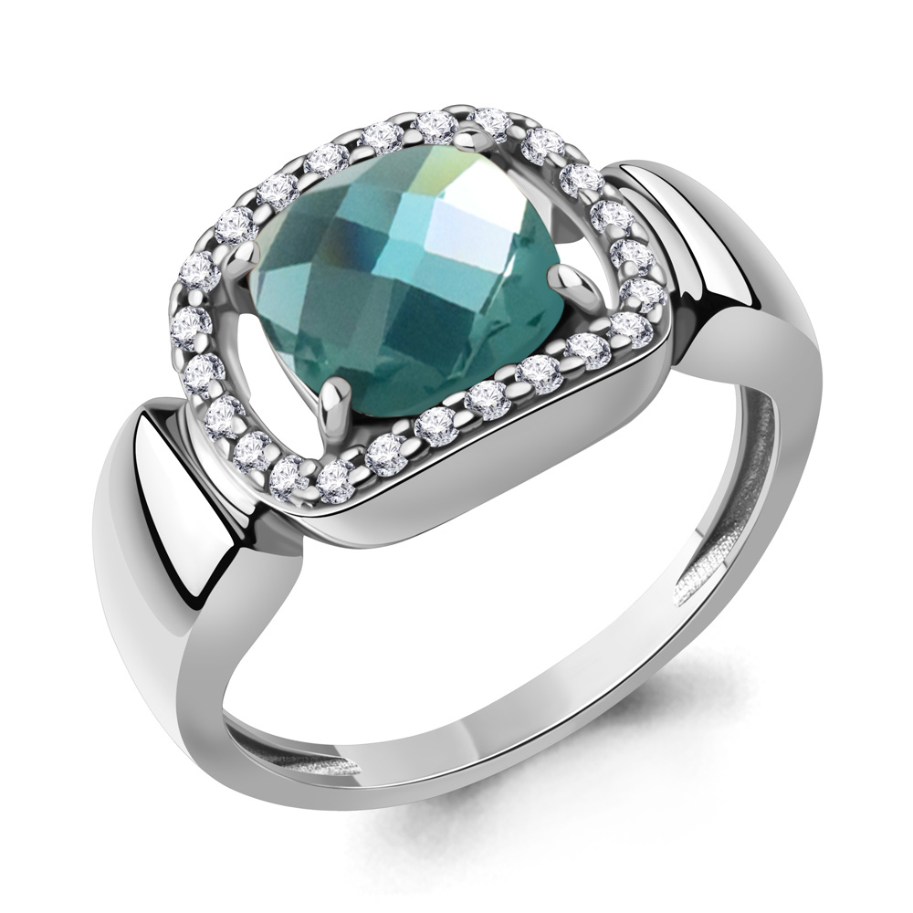 65015888А Кольцо из Серебра с нанотурмалином иск., фианитами