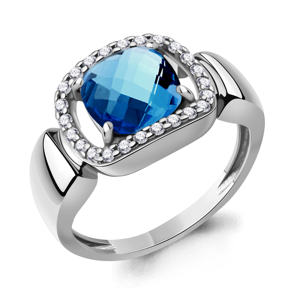 65015893А Кольцо из Серебра с нанотопазом лондон, фианитами