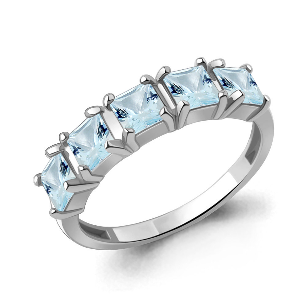 65016202 Кольцо из Серебра с топазами скай блю