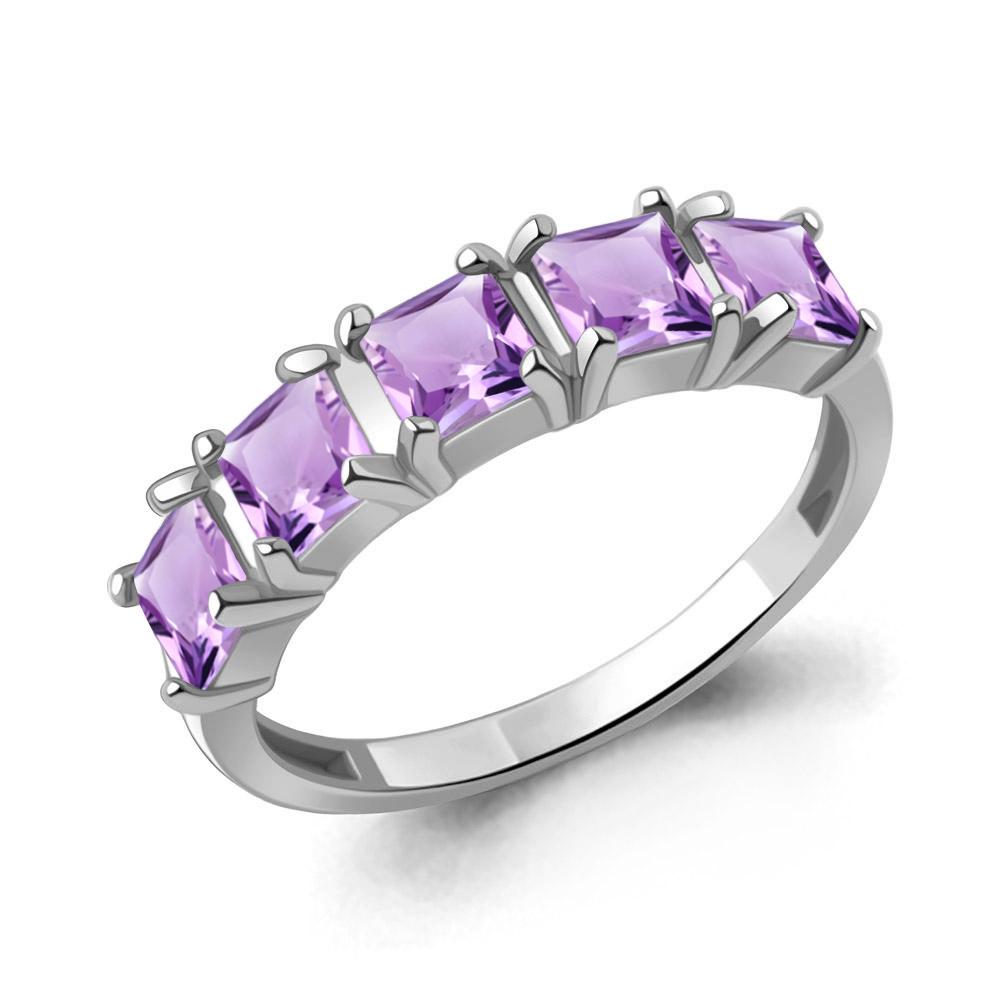 65016204 Кольцо из Серебра с аметистами