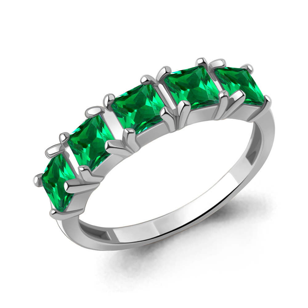 650162П Кольцо из Серебра с наноизумрудами