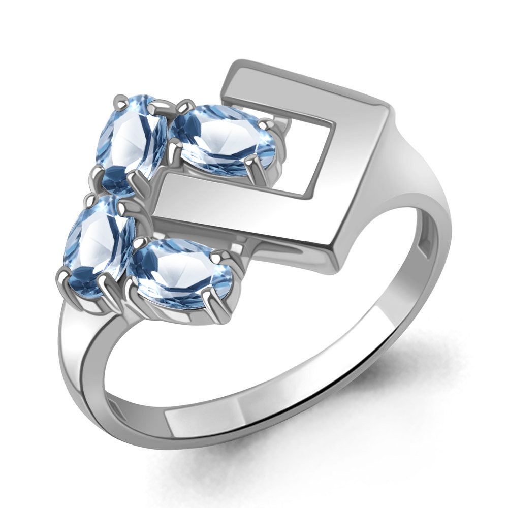 65016505 Кольцо из Серебра с топазами свисс блю