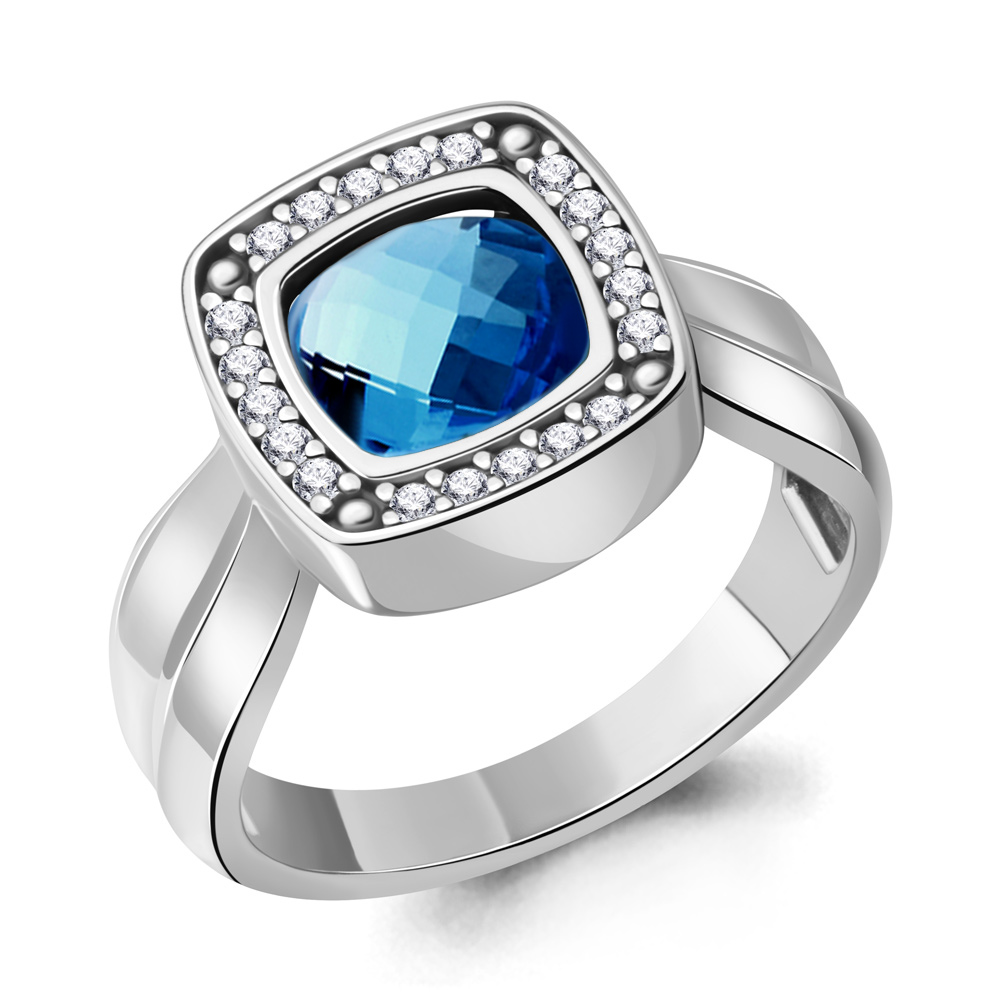 65016993А Кольцо из Серебра с нанотопазом лондон, фианитами