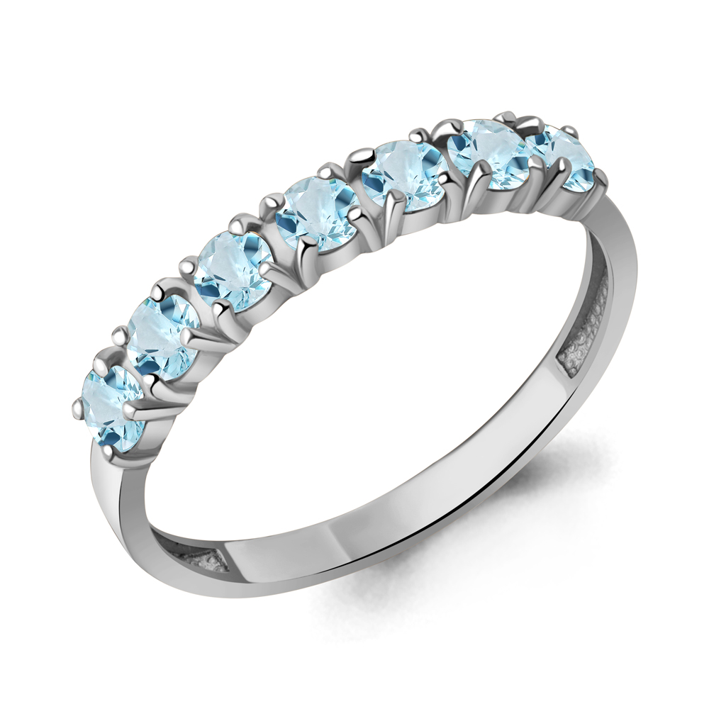 65017102 Кольцо из Серебра с топазами скай блю