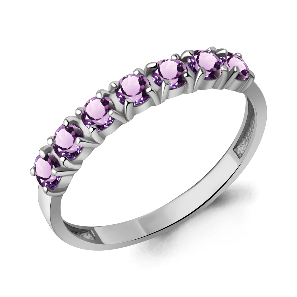 65017104 Кольцо из Серебра с аметистами