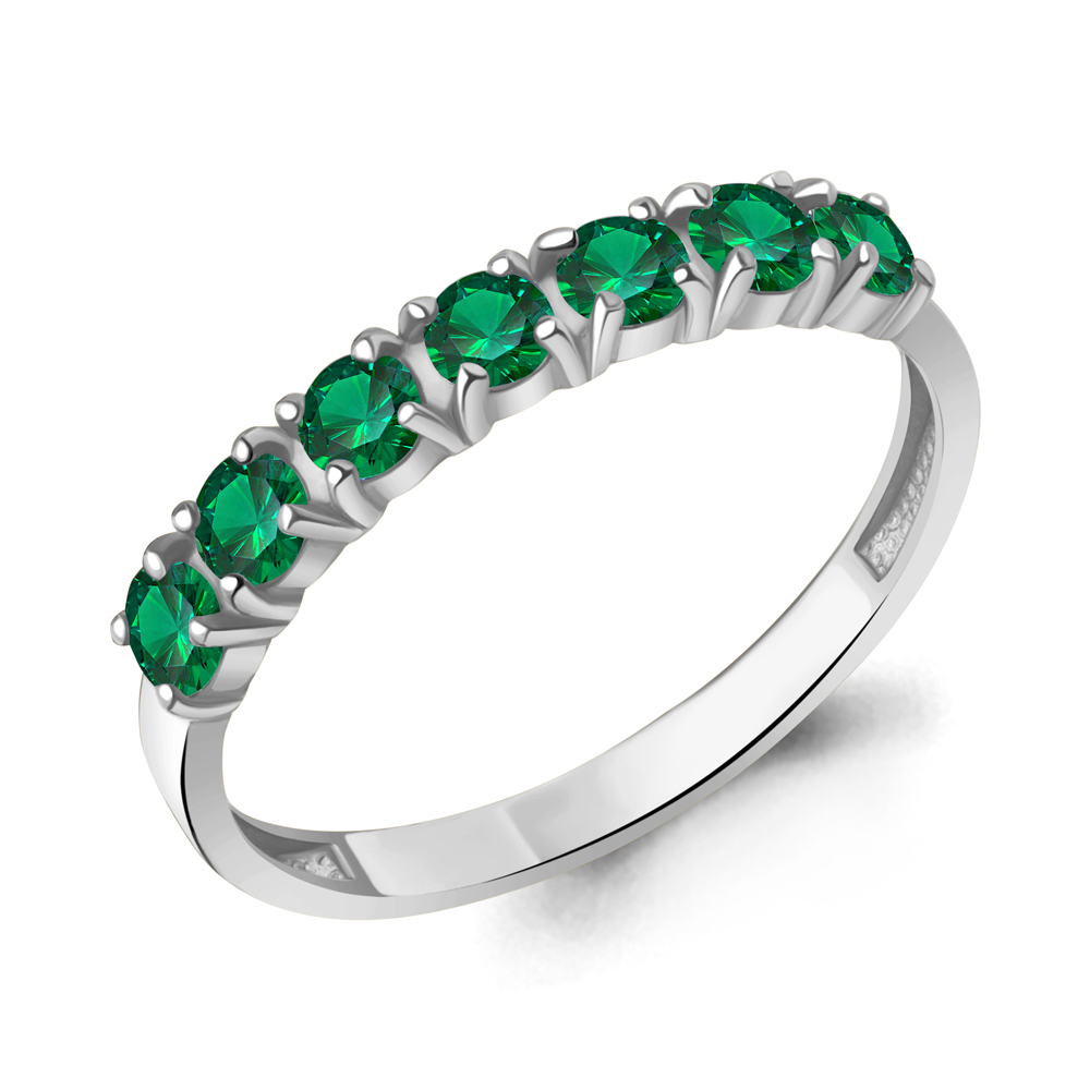 650171П Кольцо из Серебра с наноизумрудами