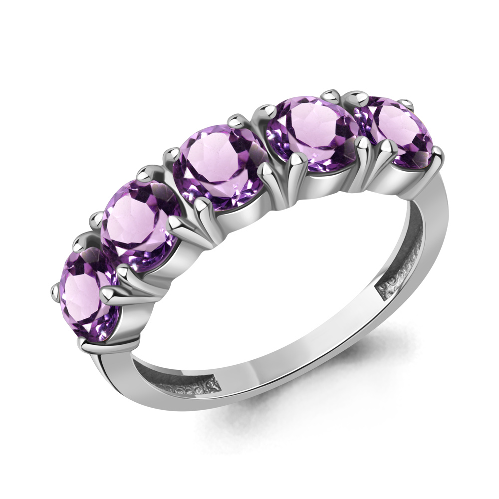 65017304 Кольцо из Серебра с аметистами