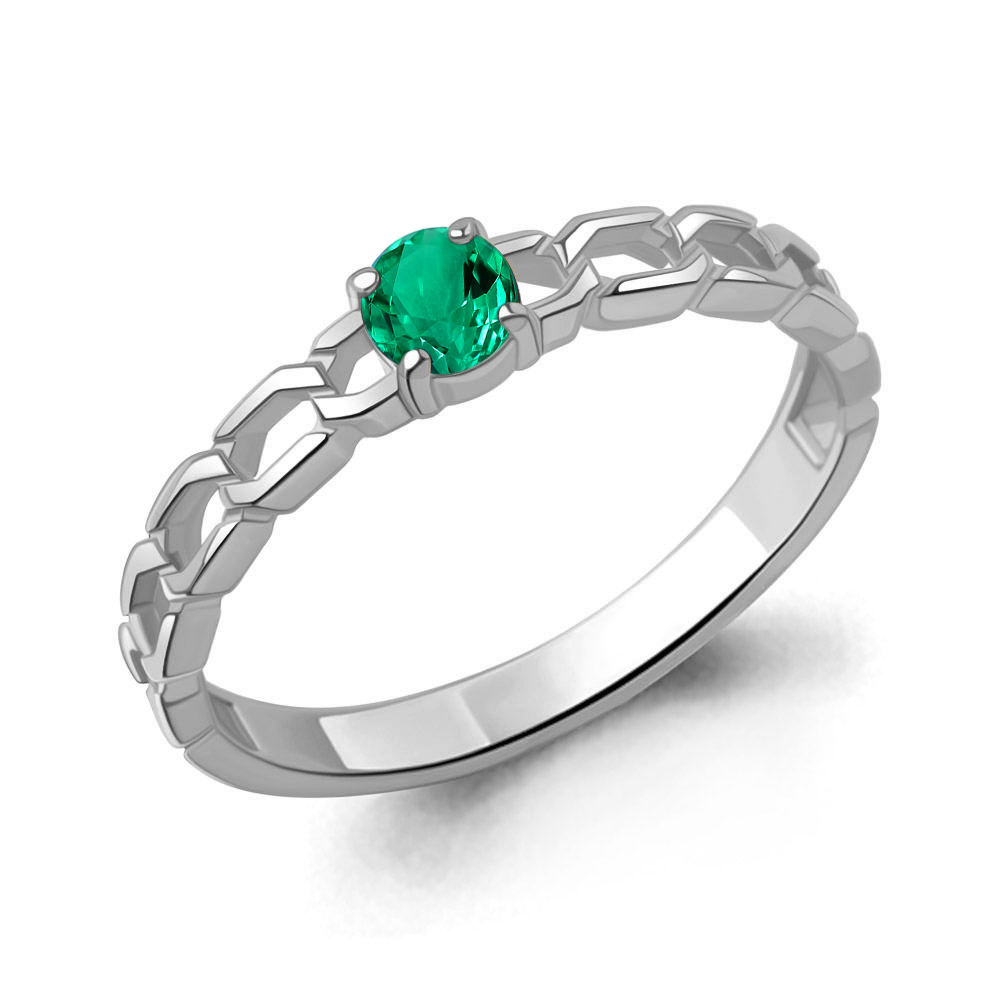 650187П Кольцо из Серебра с наноизумрудом