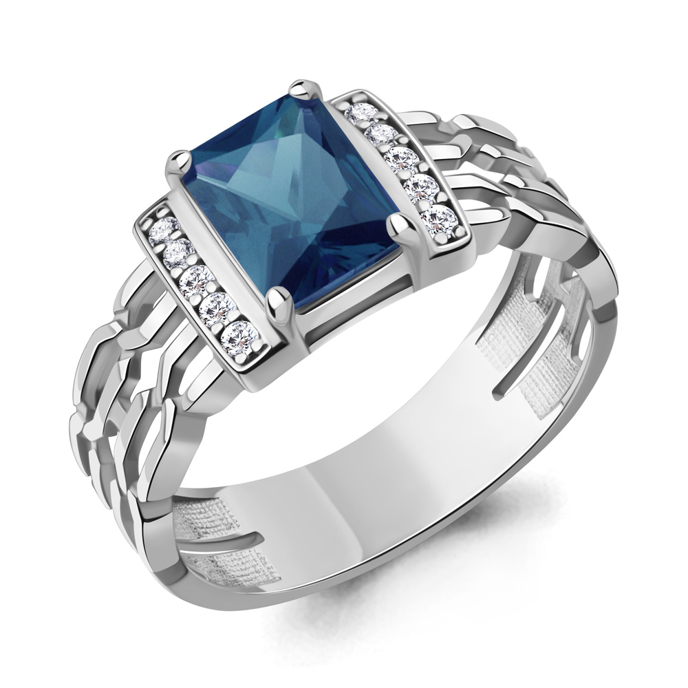 65018993А Кольцо из Серебра с нанотопазом лондон, фианитами