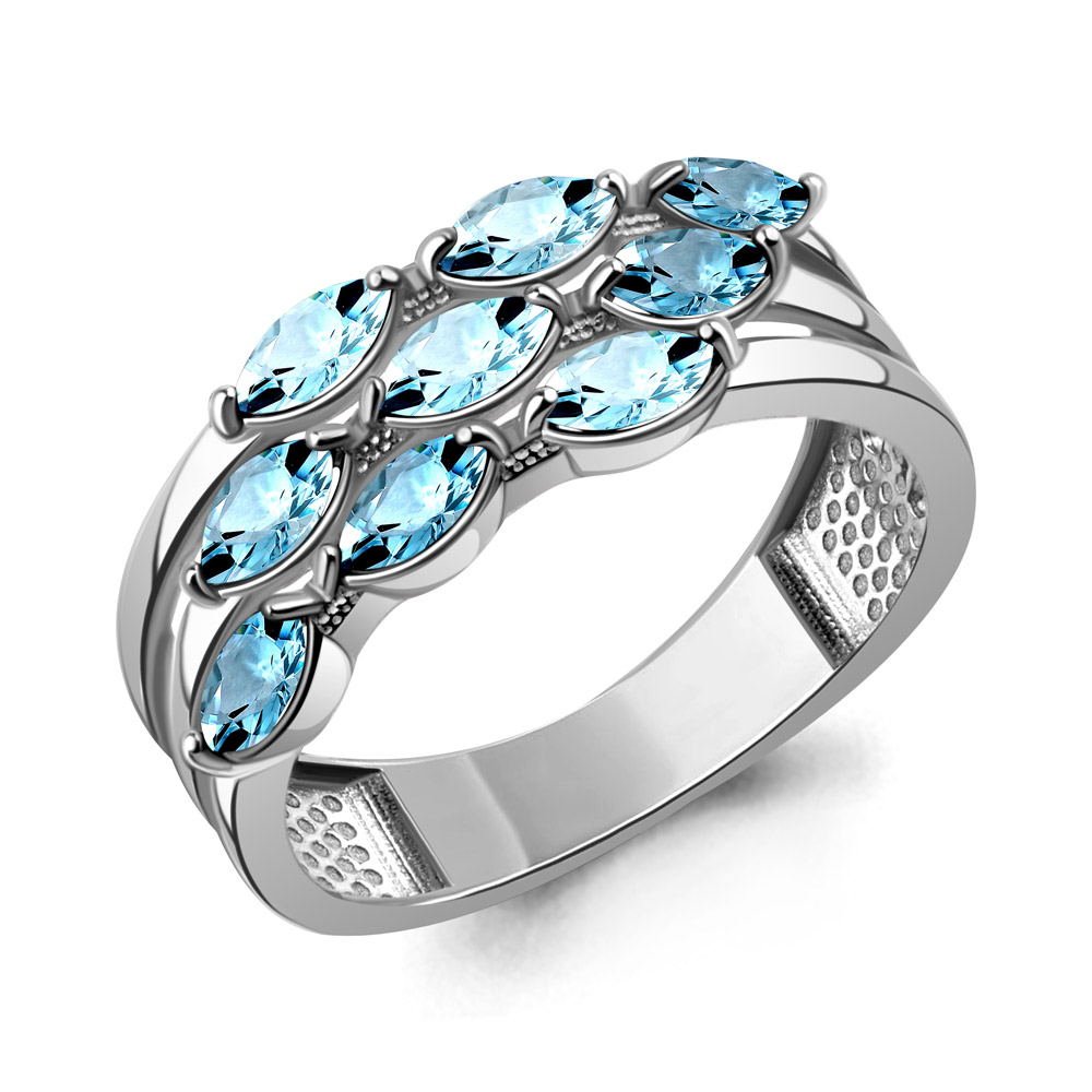 65019202 Кольцо из Серебра с топазами скай блю