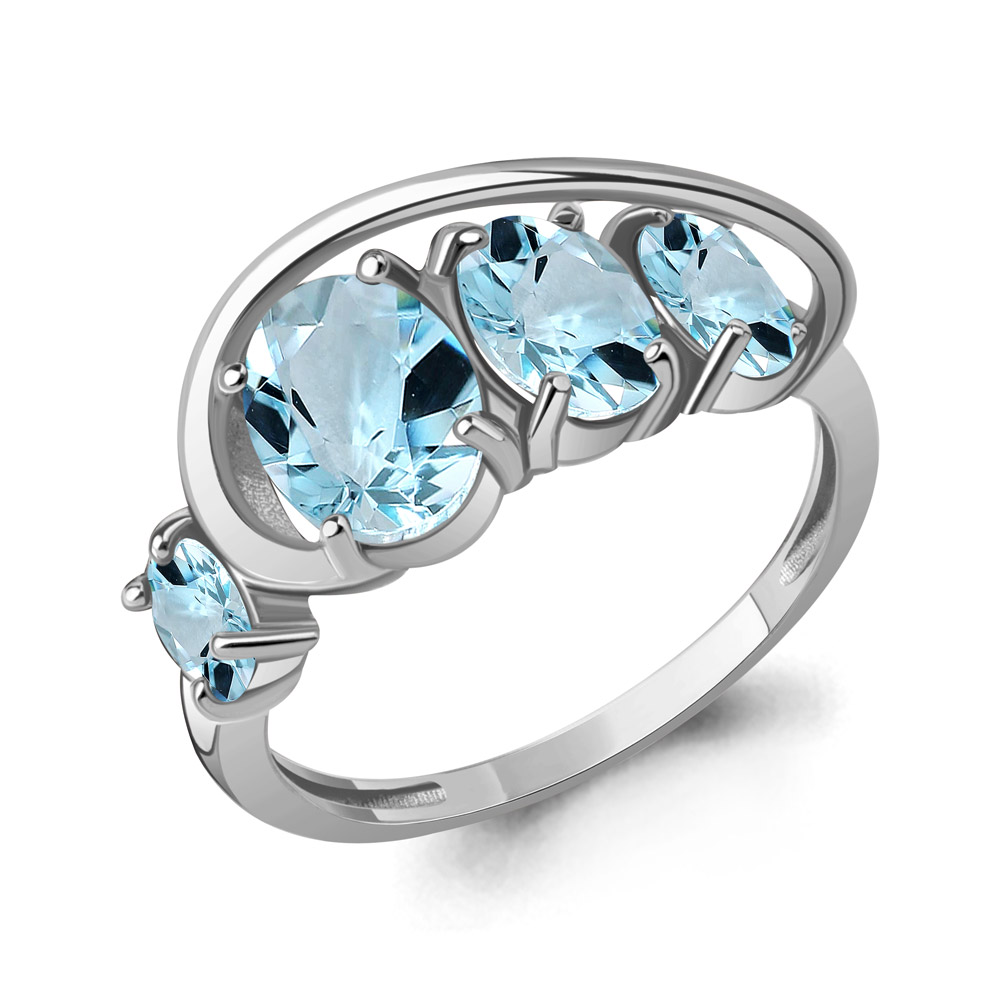 65019302 Кольцо из Серебра с топазами скай блю