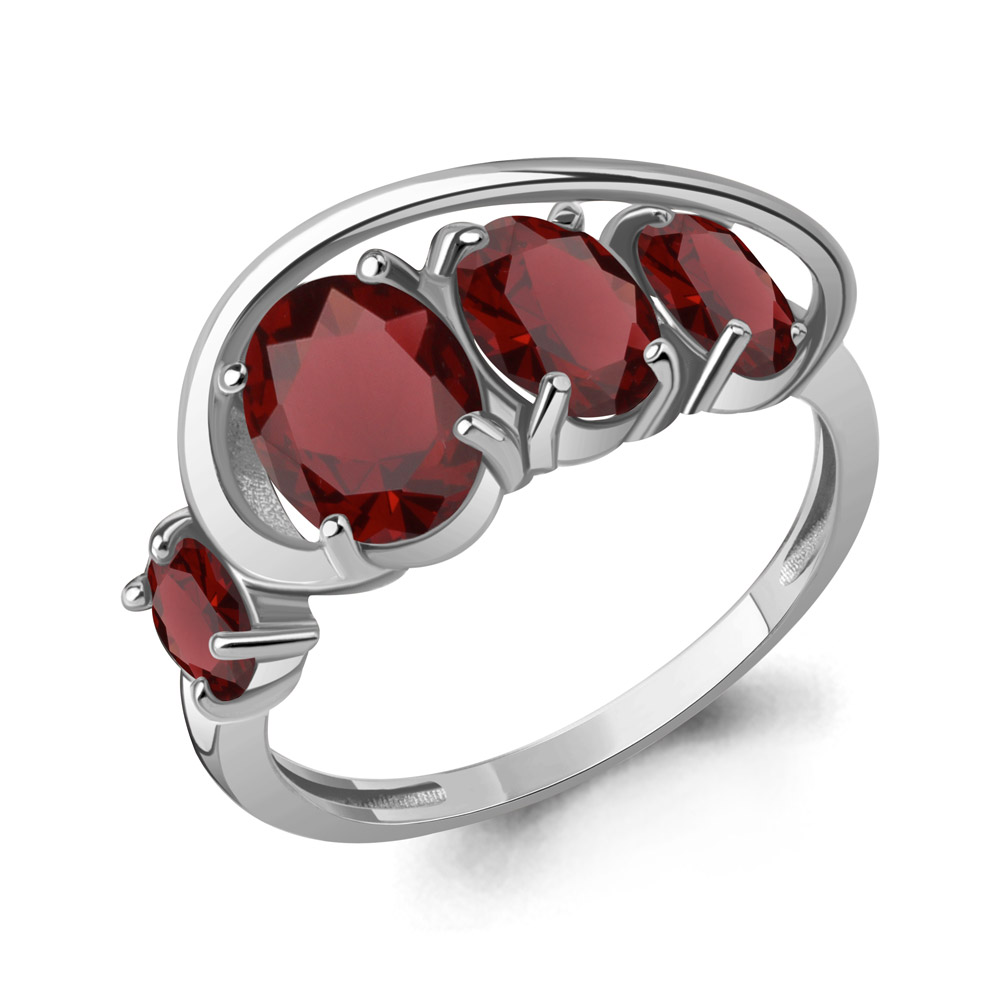 65019303 Кольцо из Серебра с гранатами