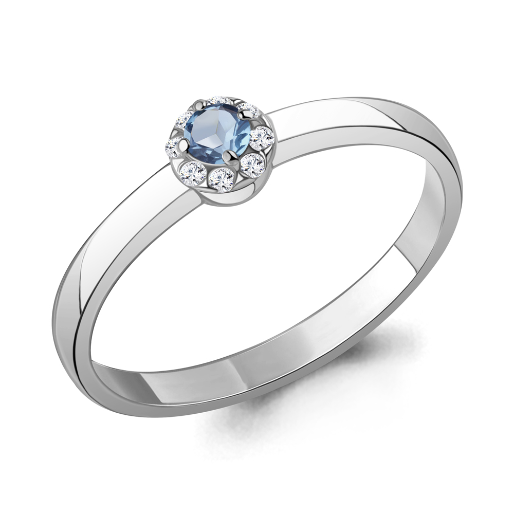 65019505А Кольцо из Серебра с топазом свисс блю, фианитами