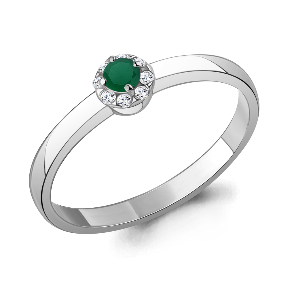 65019509А Кольцо из Серебра с агатом, фианитами