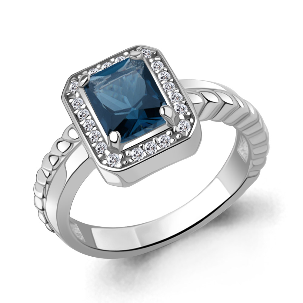 65019693А Кольцо из Серебра с нанотопазом лондон, фианитами