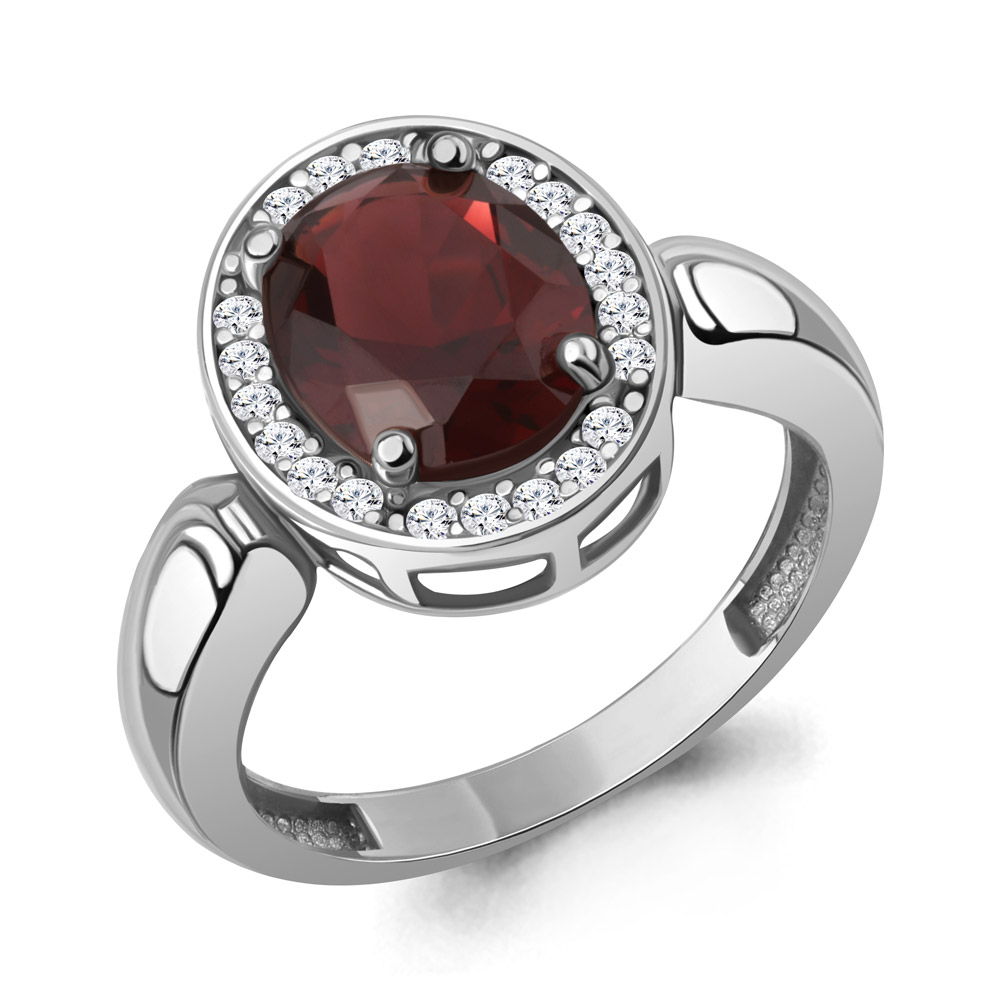 65020085А Кольцо из Серебра с наногранатом, фианитами