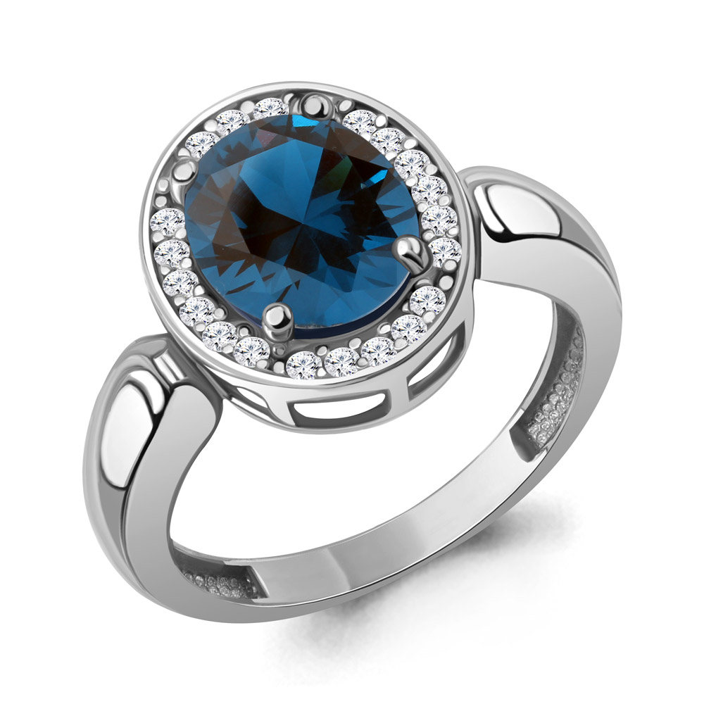 65020093А Кольцо из Серебра с нанотопазом лондон, фианитами