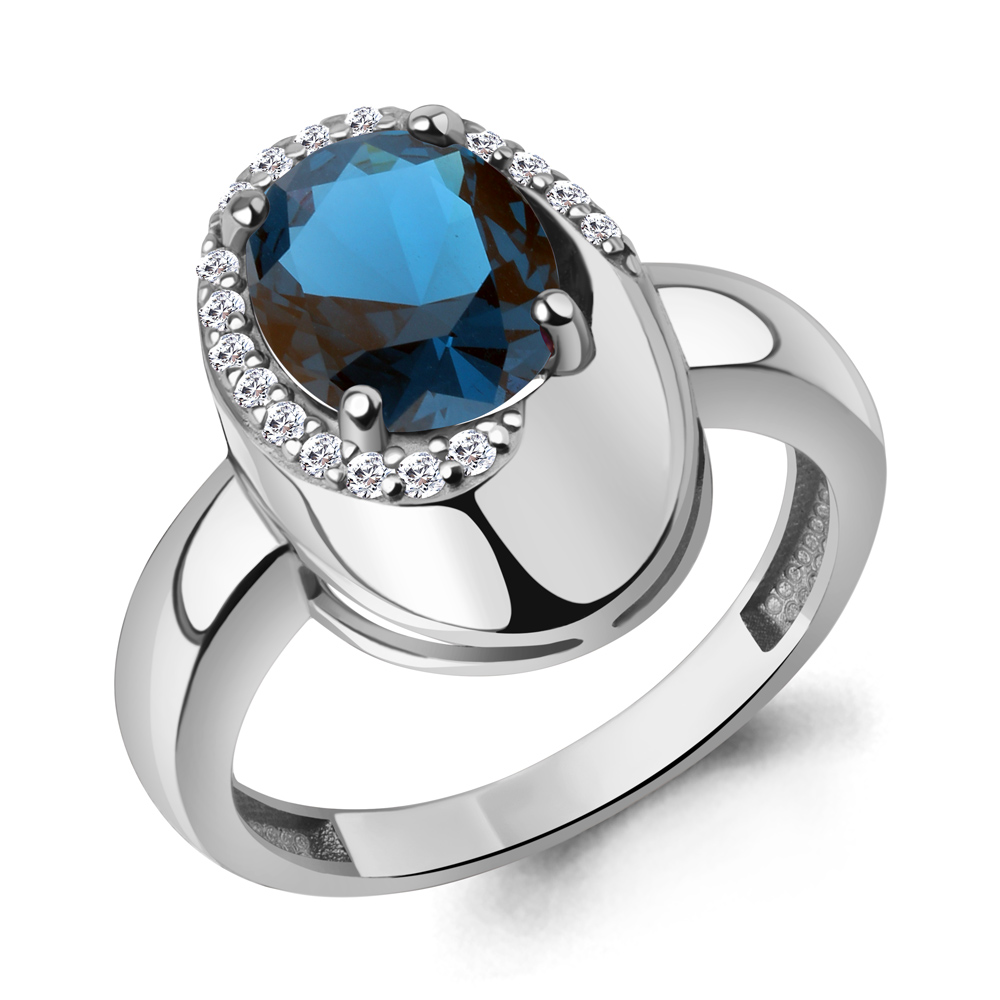 65020193А Кольцо из Серебра с нанотопазом лондон, фианитами