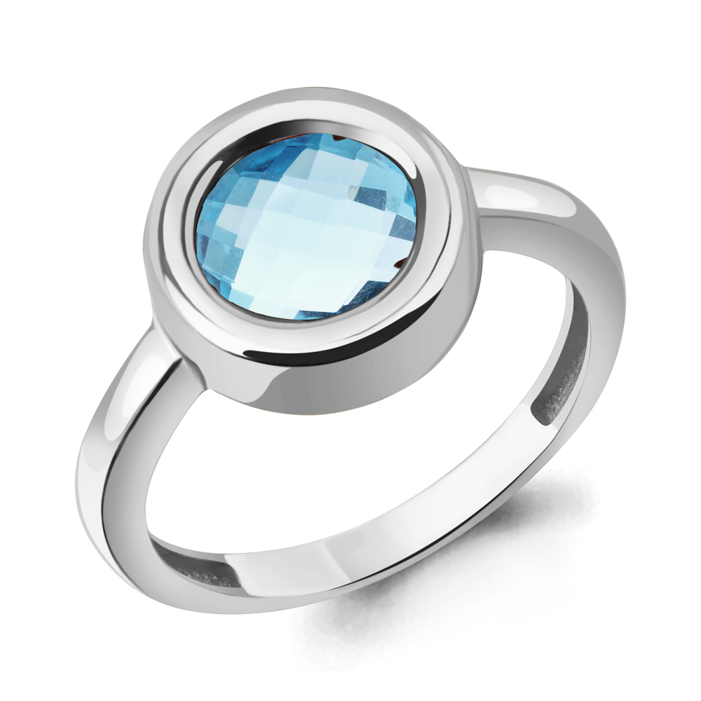 65020302 Кольцо из Серебра с топазом скай блю