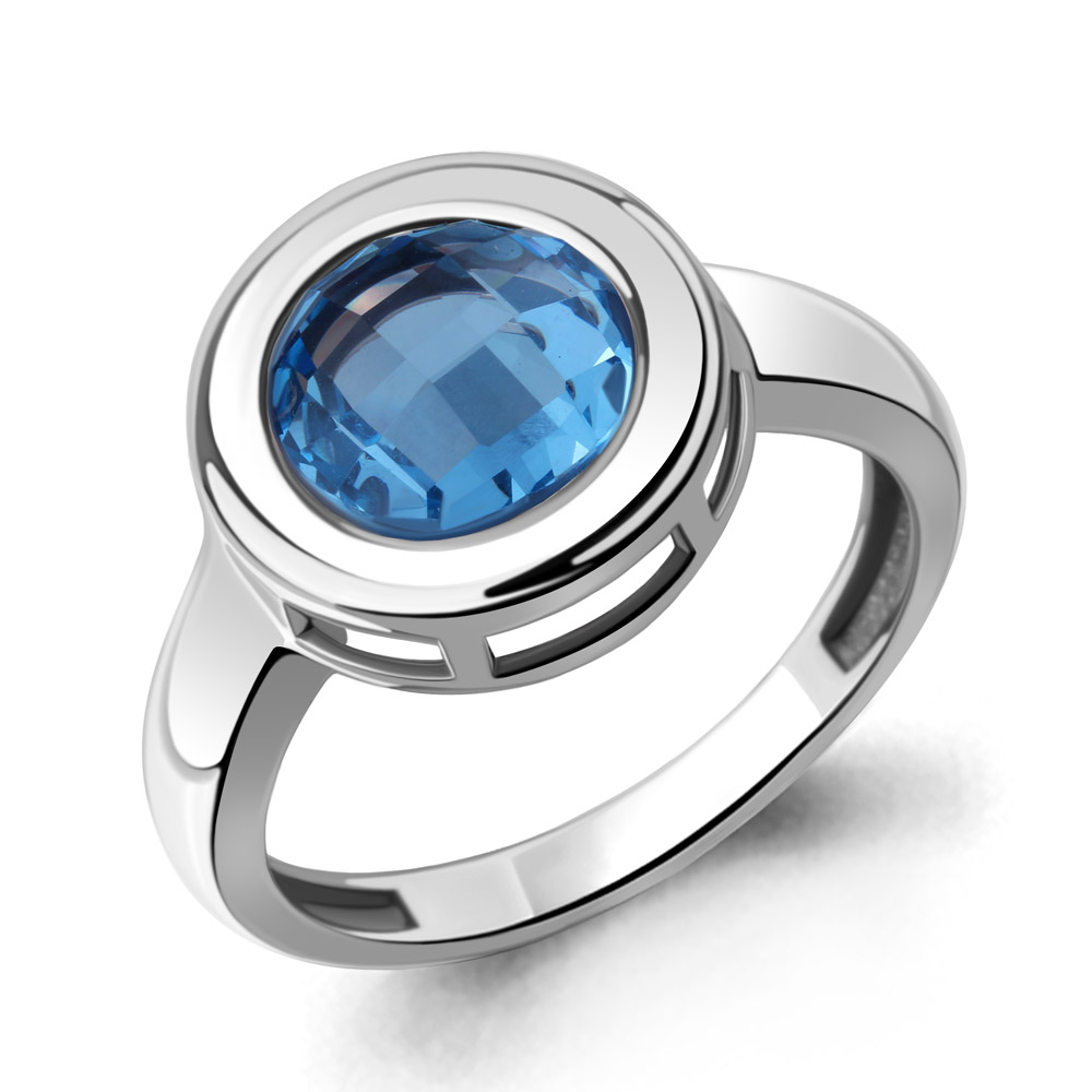 65020492 Кольцо из Серебра с нанотопазом свисс