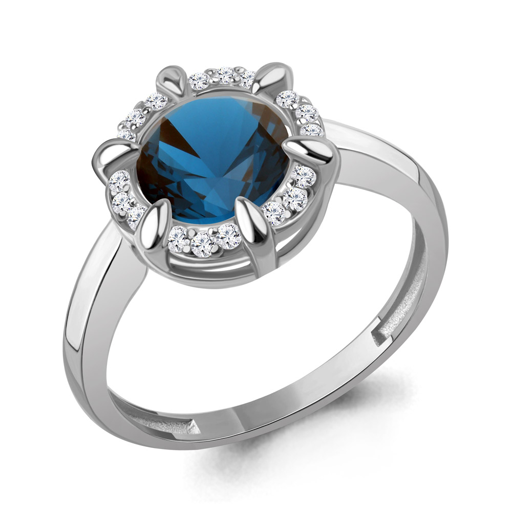 65020593А Кольцо из Серебра с нанотопазом лондон, фианитами