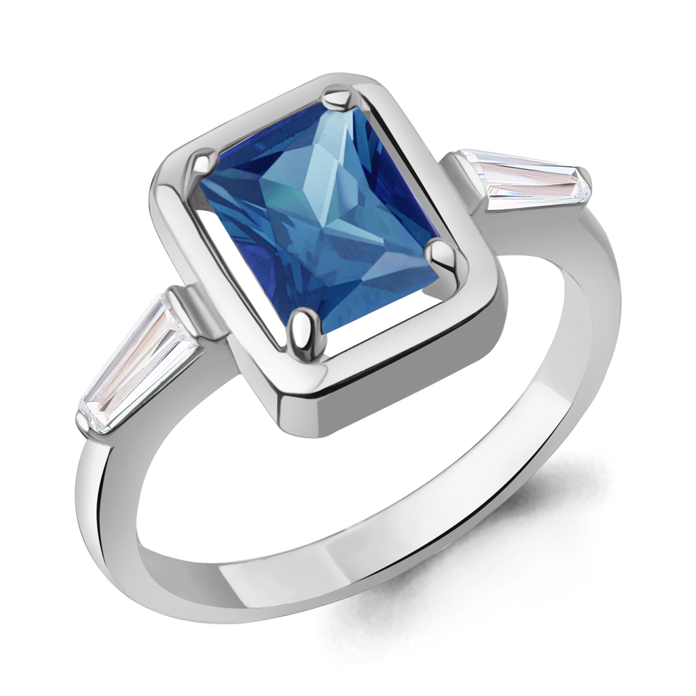 65020993 Кольцо из Серебра с нанотопазом лондон, фианитами