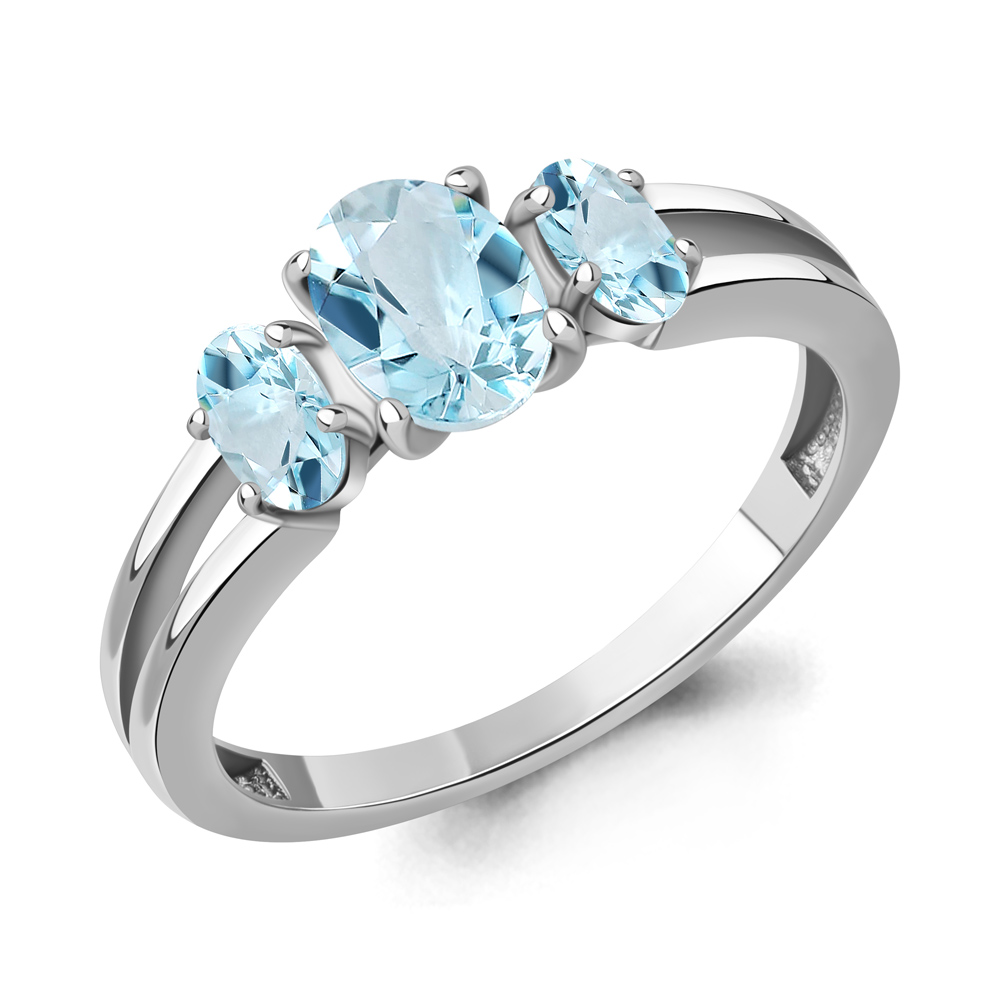 65021802 Кольцо из Серебра с топазами скай блю
