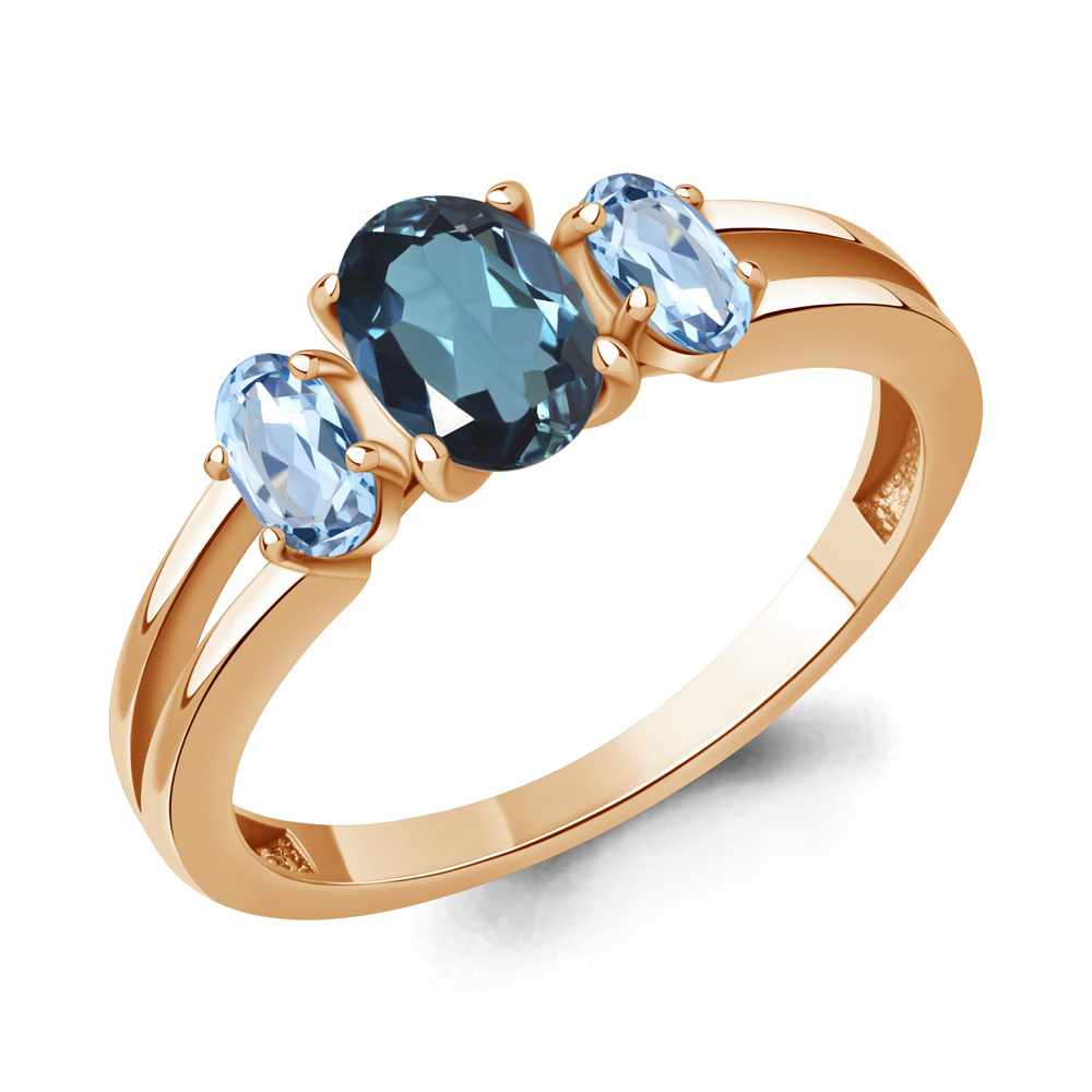 65021862 Кольцо из Золота с топазом лондон блю, топазами свисс блю