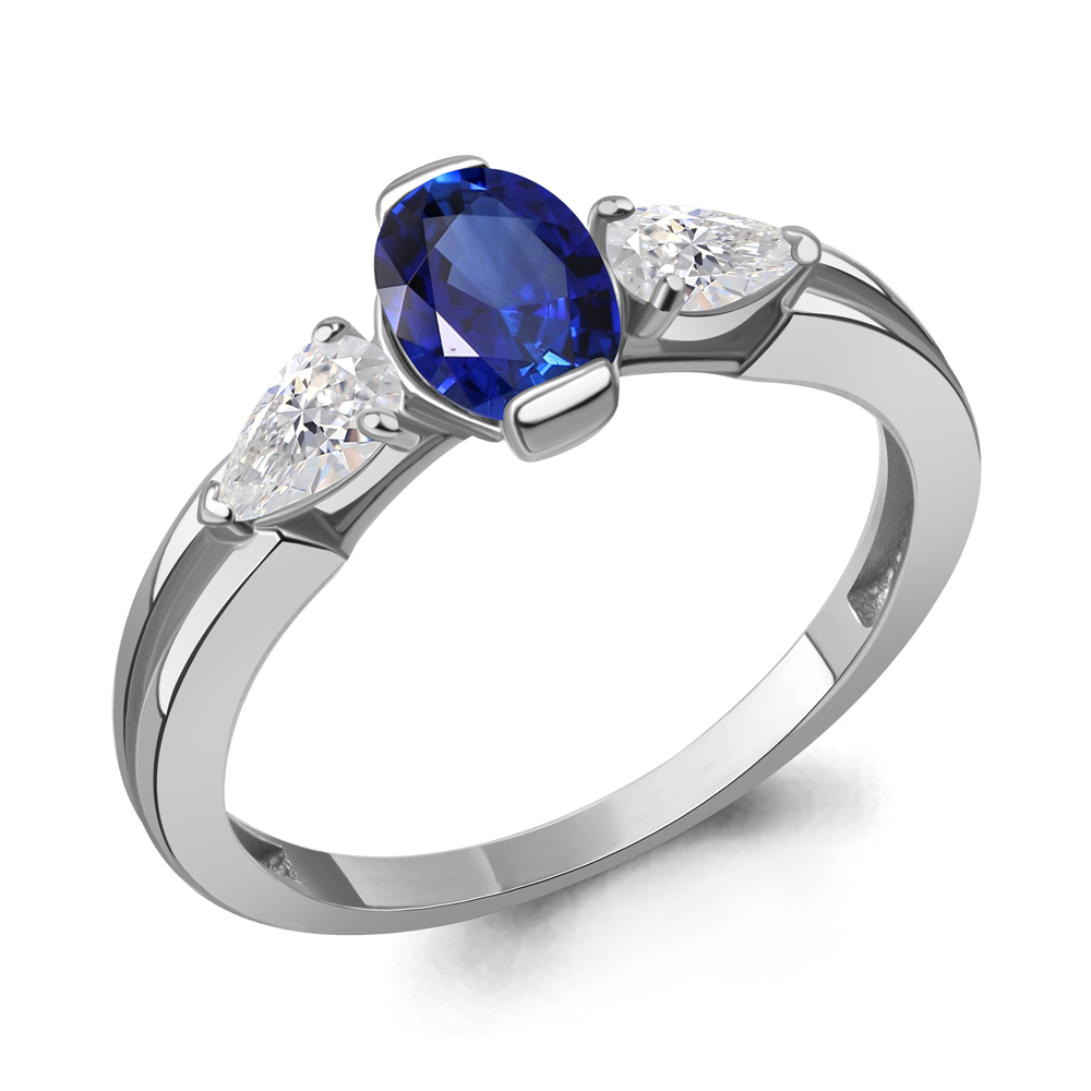 650219Н Кольцо из Серебра с наносапфиром, фианитами