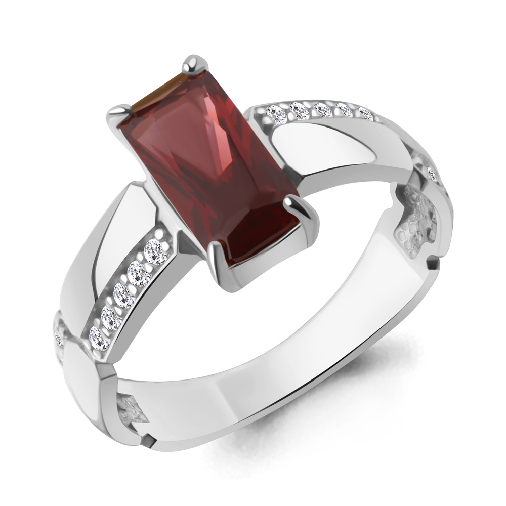 65022090А Кольцо из Серебра с наноморганитом, фианитами