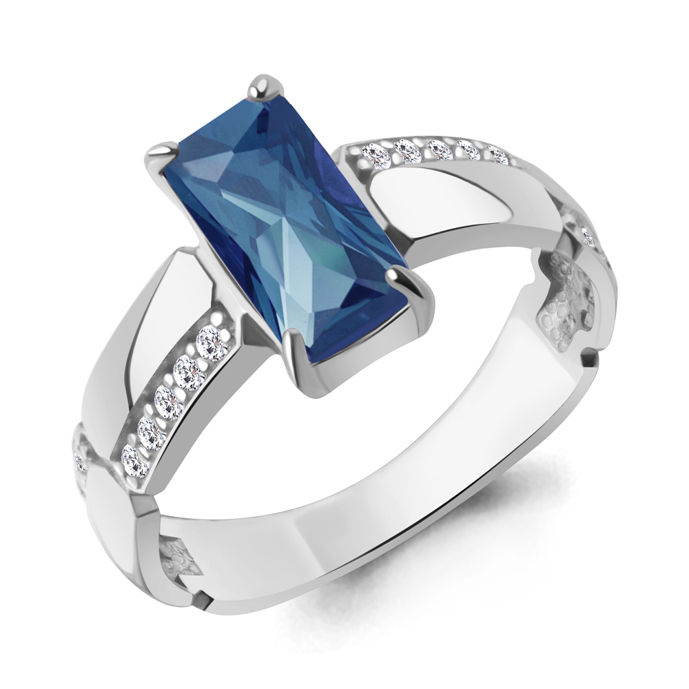 65022093А Кольцо из Серебра с нанотопазом лондон, фианитами