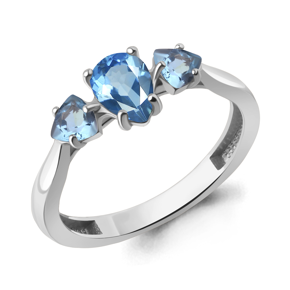 65022205 Кольцо из Серебра с топазами свисс блю
