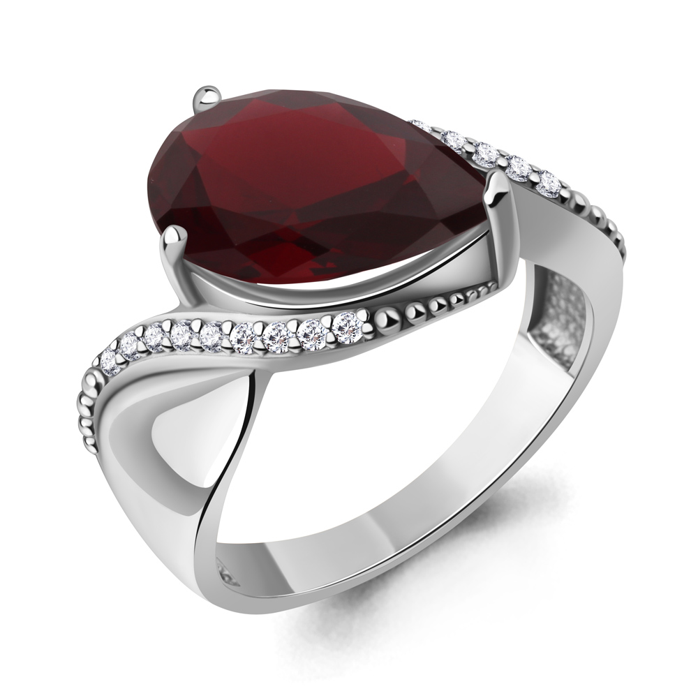 65023185А Кольцо из Серебра с наногранатом, фианитами