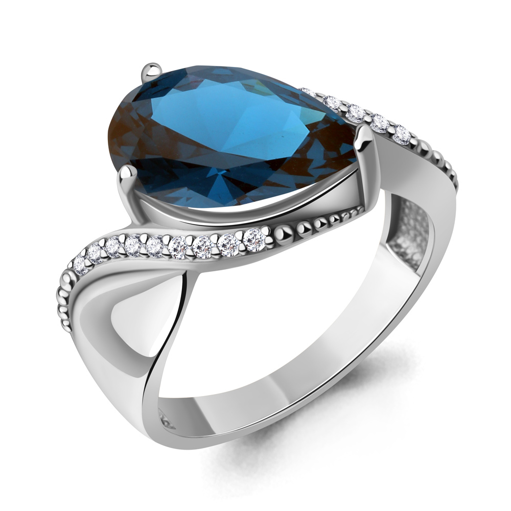 65023193А Кольцо из Серебра с нанотопазом лондон, фианитами