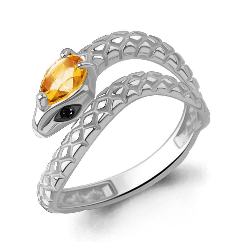 65023406Ч Кольцо из Серебра с нанокристаллами, цитрином