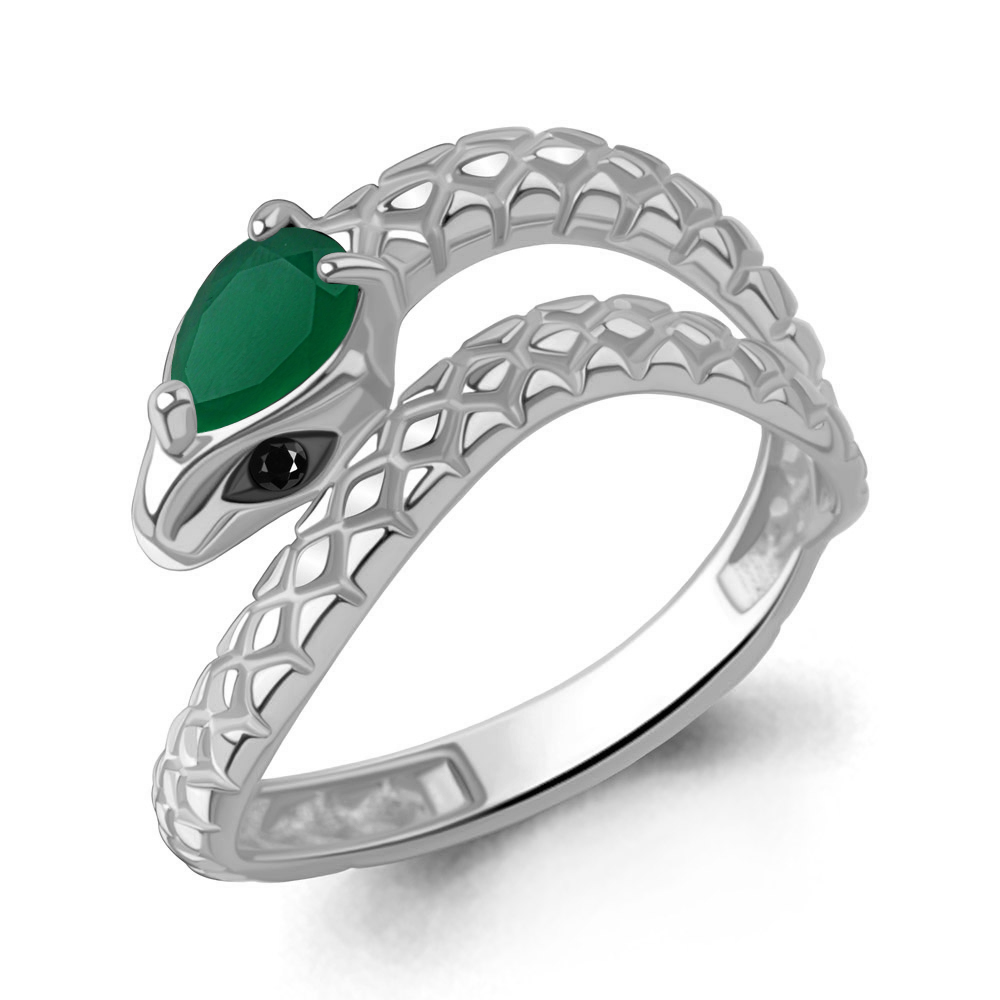 65023409Ч Кольцо из Серебра с агатом, нанокристаллами