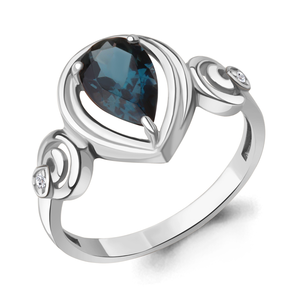 65025008А Кольцо из Серебра с топазом лондон блю, фианитами