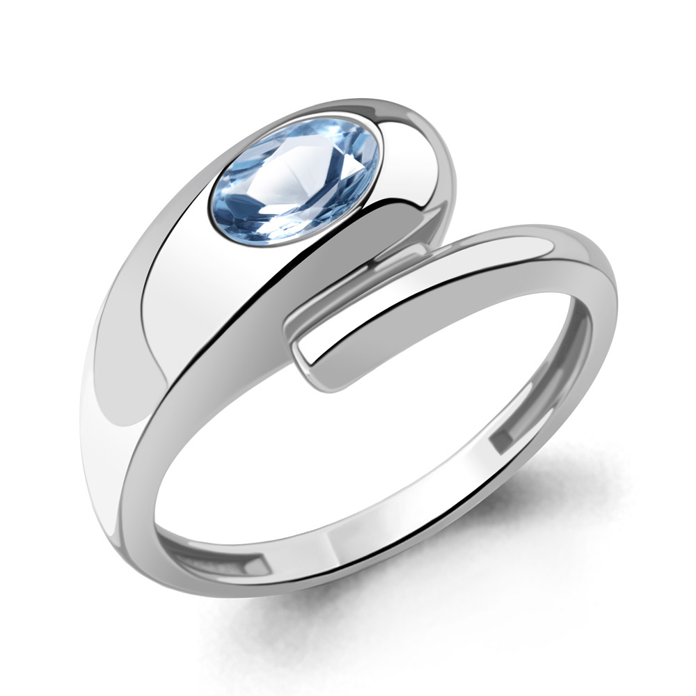 65025305 Кольцо из Серебра с топазом свисс блю